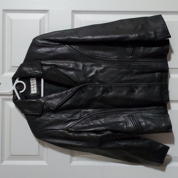 Jones New York Genuine Leather Jacket Black Size Petite Medium - Picture 1 of 16